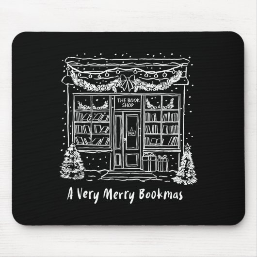 A Very Merry Bookmas Cozy Christmas Bookstore Holi マウスパッド (正面)