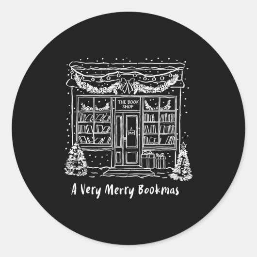 A Very Merry Bookmas Cozy Christmas Bookstore Holi ラウンドシール (正面)