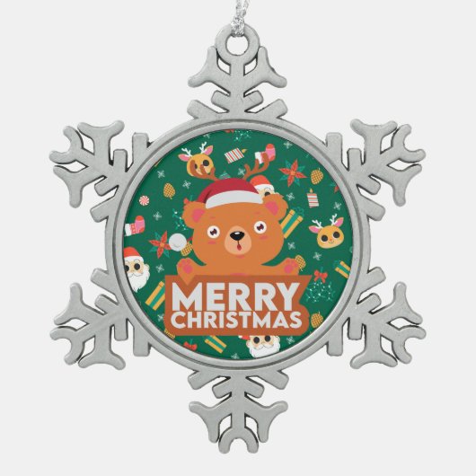 A Very Merry Christmas  スノーフレークピューターオーナメント (正面)