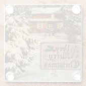 A Very Merry Christmas Classic Traditional Winter  ガラスコースター (裏面)