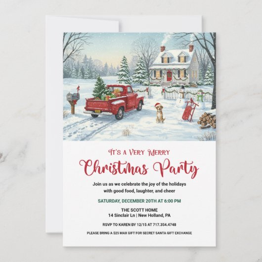 A Very Merry Christmas Retro Invitation 招待状 (正面)