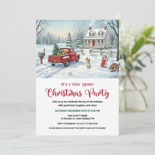 A Very Merry Christmas Retro Invitation 招待状 (スタンド正面)