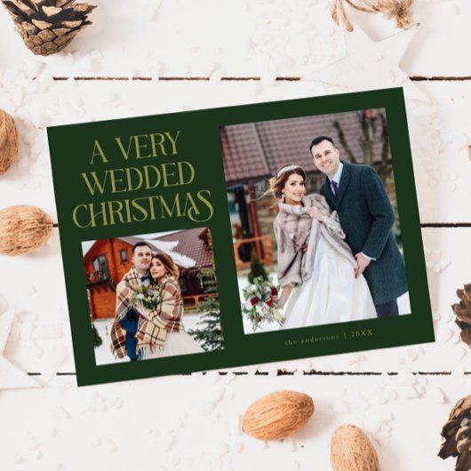 A Very Wedded Christmas Newlywed Photo Green シーズンカード