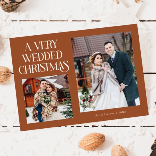 A Very Wedded Christmas Newlywed Photo Terracotta シーズンカード