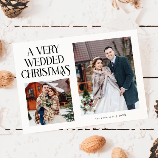 A Very Wedded Christmas Newlywed Photo White シーズンカード