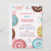 A vibrant birthday invitation with donuts. 招待状 (正面)