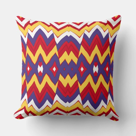 A vibrant colorful classic zigzag pattern design t クッション (正面)