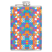 A vibrant flask featuring a colorful geometric  フラスク (正面)