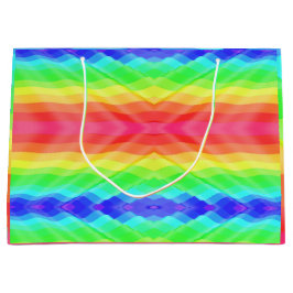 A vibrant gift bag with a wavy rainbow pattern  ラージペーパーバッグ