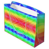 A vibrant gift bag with a wavy rainbow pattern  ラージペーパーバッグ (裏面アングル)