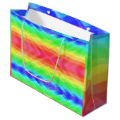 A vibrant gift bag with a wavy rainbow pattern  ラージペーパーバッグ (正面アングル)