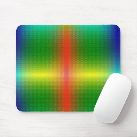 A vibrant mouse pad featuring a symmetrical rainbo マウスパッド (マウス)