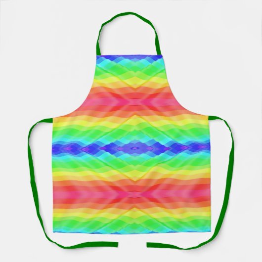 A vibrant, rainbow-patterned apron with green  エプロン (正面)