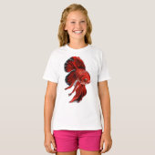 A vibrant red betta fish swimming. tシャツ (正面フル)