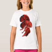 A vibrant red betta fish swimming. tシャツ (正面)