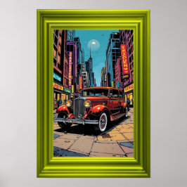 A vibrant retro-style artwork featuring a classic  ポスター