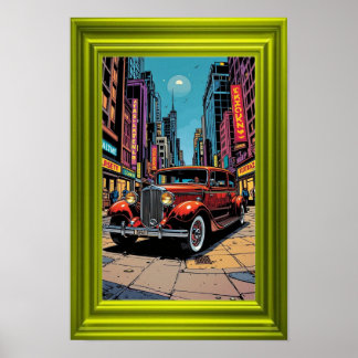 A vibrant retro-style artwork featuring a classic ポスター
