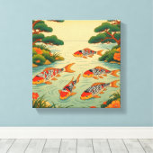 A Vibrant Ukiyo-e Pond キャンバスプリント (インサイチュ (ウッドフロア))