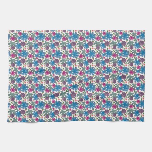 A vibrant watercolor seamless pattern featuring co キッチンタオル (横)