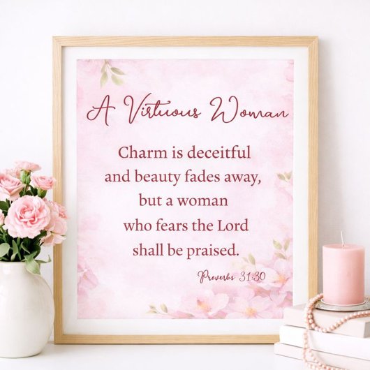 A Victorious Woman Proverbs 31 Christian Floral ポスター
