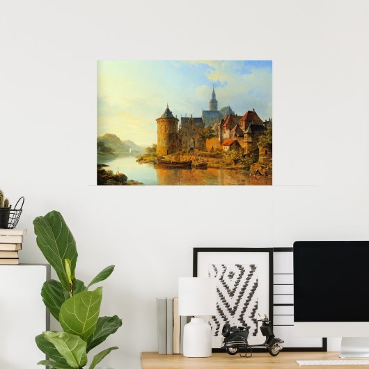 A View of a Town along the Rhine ポスター (ホームオフィス)