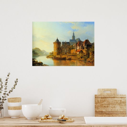 A View of a Town along the Rhine ポスター (キッチン)