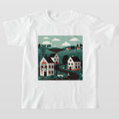 A village drawn in an illustration style tシャツ (レイダウン)