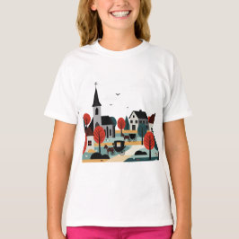 A village drawn in an illustration style tシャツ