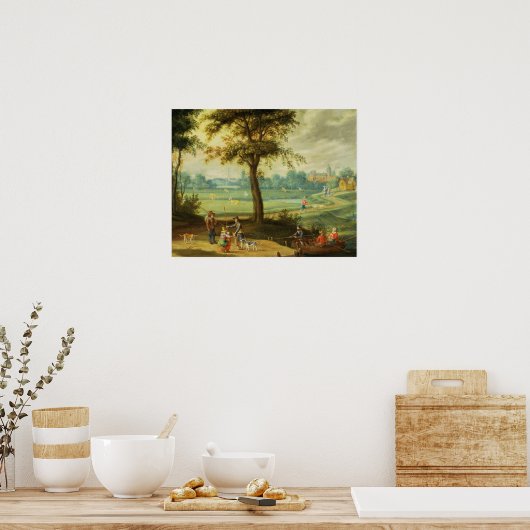 A Village Landscape by a River ポスター (キッチン)