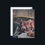 A Vintage Family Scenic Dinner at the Bridge  ポストカード<br><div class="desc">A collage made and photographed by Angelandspot in the year 2026 with vintage images from a magazine of a family eating dinner and a bridge at night</div>