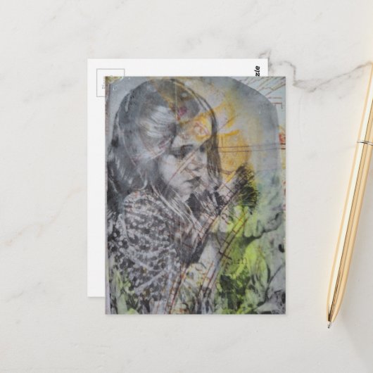 A Vintage Girl Catching Butterflies ポストカード (正面/裏面インサイチュ)