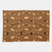 A warm brown blanket with a repeated pattern キッチンタオル (横)