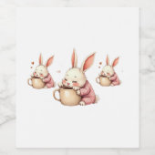 A Warm Hug in a Cup Morning Snuggles Bunny’s Cozy  ワインラベル (シングルラベル)