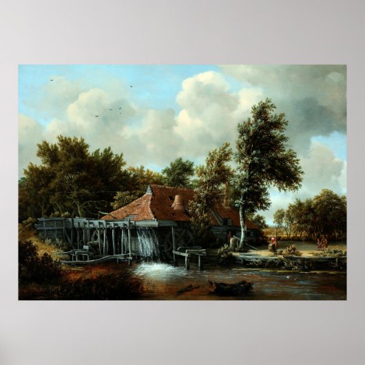 A Watermill by Meindert Hobbema (1664) ポスター (正面)