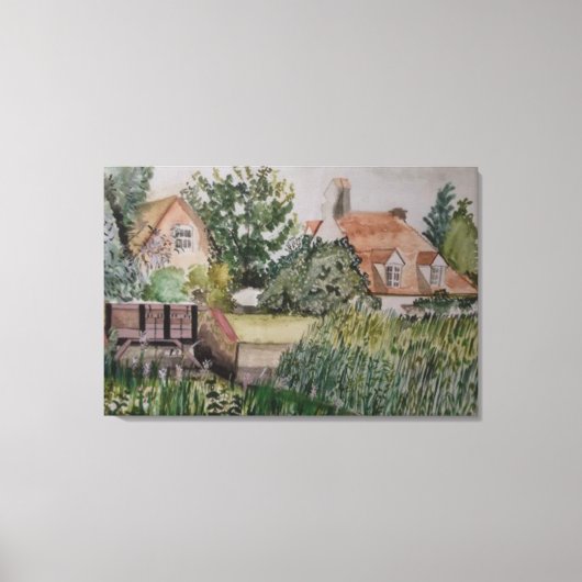 A Weir at Sandwich, England, Water color キャンバスプリント (正面)