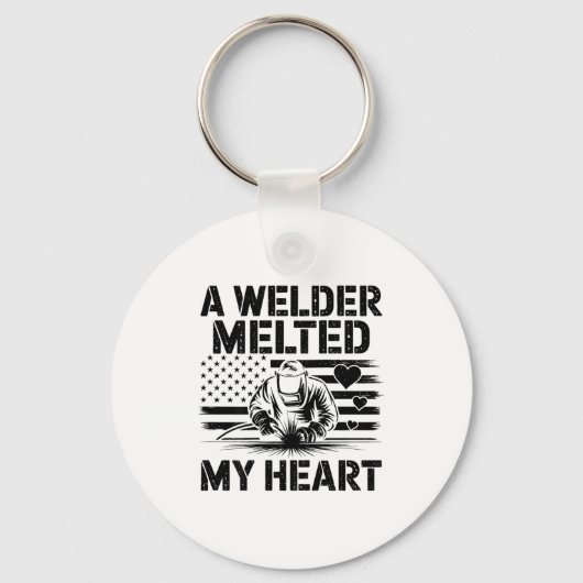 A Welder Melted My Heart Valentine Day On Ck Wel  キーホルダー (正面)