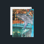 A Whale of a Time A Unique Surreal Collage ポストカード<br><div class="desc">A surreal collage made and photographed by Angelandspot in the year 2026 with vintage images from a magazine from the 1980s era of a bar scene and a whale</div>