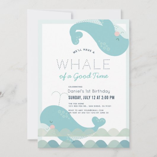 A Wheel of a Good Time Blue Boy 1st Birthday 招待状 (正面)