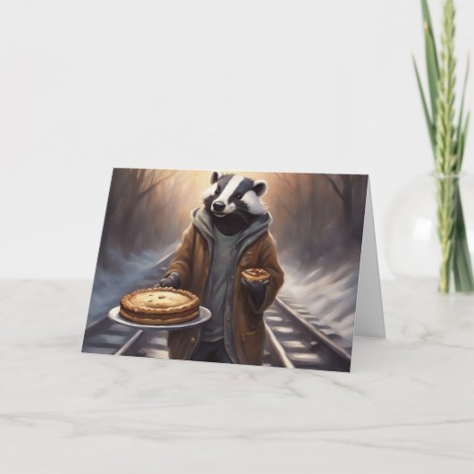A whimsical Badger on the tracks offers Pie シーズンカード (正面)