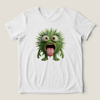 A whimsical cartoon of a green spikey creature トライブレンドＴシャツ