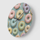 A Whimsical Pastel Donut Dream ラージ壁時計 (傾斜)