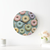 A Whimsical Pastel Donut Dream ラージ壁時計 (ホーム)