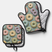 A Whimsical Pastel Donut Dream 鍋つかみ&鍋敷きセット (正面/裏面)