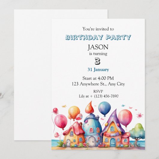 A Whimsical Village of Balloon 招待状 (正面/裏面)