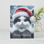 A white cat with Santa hat  シーズンカード (スタンド正面)