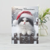 A white cat with Santa hat  シーズンカード (スタンド正面)