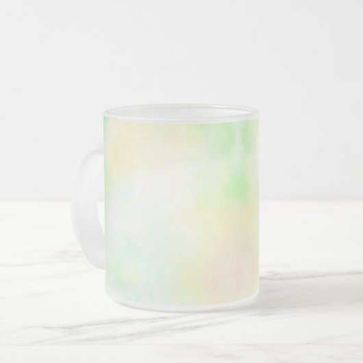 A white ceramic mug with a pastel watercolor  フロストグラスマグカップ (正面左)