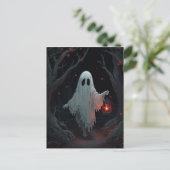 A white ghost holding a red lantern in a hamfores ポストカード (スタンド正面)