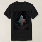 A white ghost holding a red lantern in a hamfores tシャツ (デザイン正面)