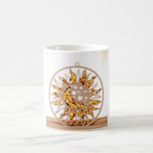 a white mug with an image of sun and moon コーヒーマグカップ (中央)